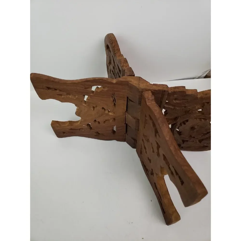 Hand Carved Wood Large Book/Bible Stand Holder Foldable